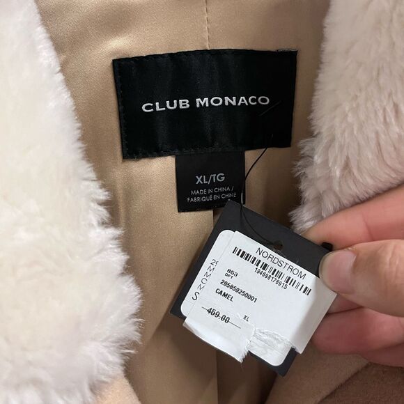 NWT Club Monaco | Camel Mixed Media Moto Jacket XL - Picture 4 of 6